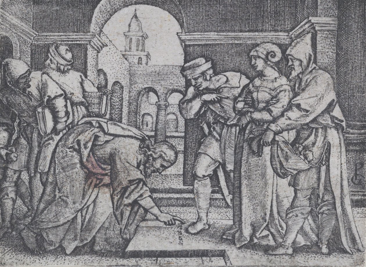 İsa ve Zina Kadın. by Georg Pencz