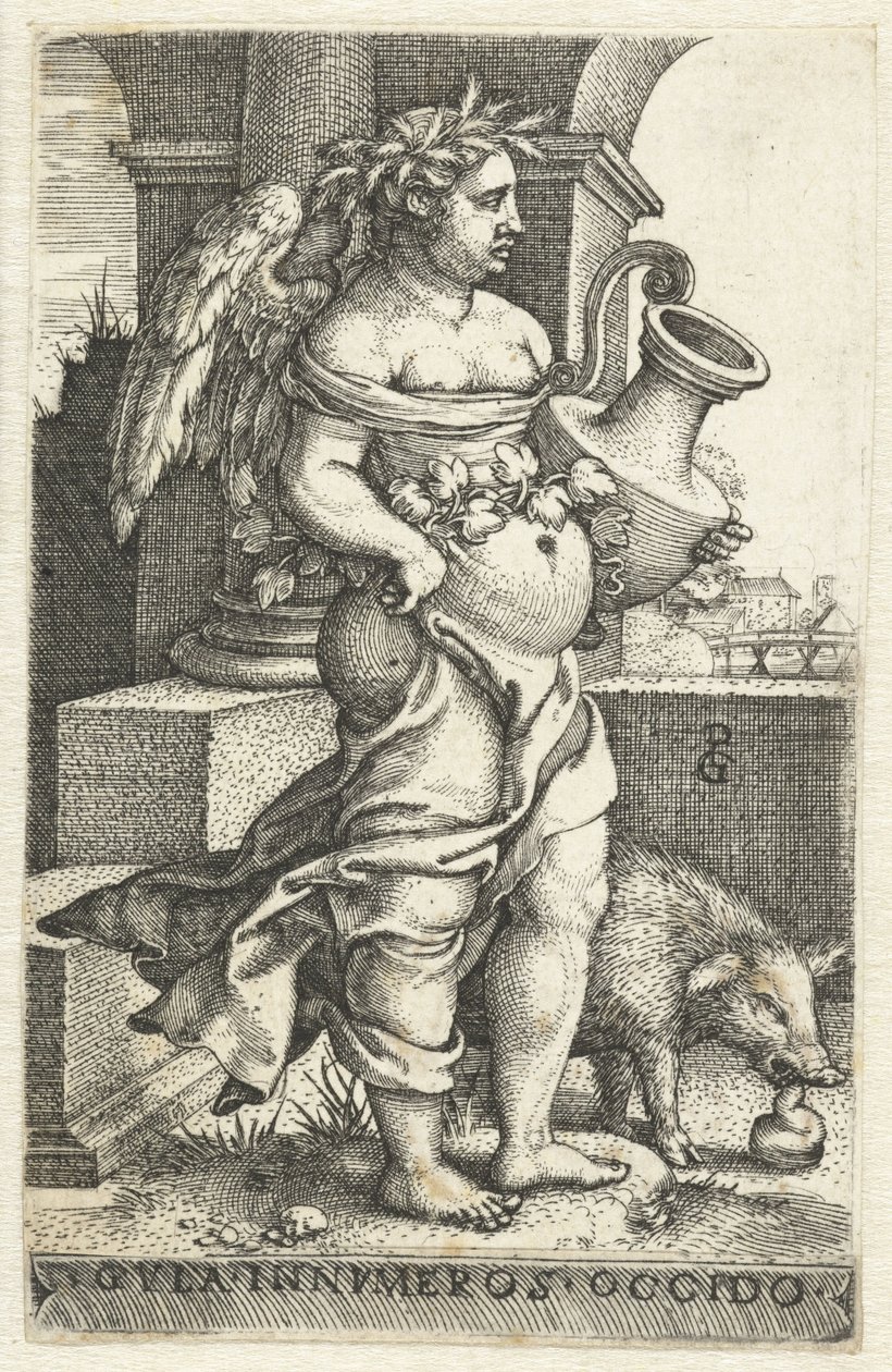 Oburluk (Gula) Gvla innvmeros occido (nesne üzerindeki başlık) Yedi Ölümcül Günah (dizi başlığı) by Georg Pencz