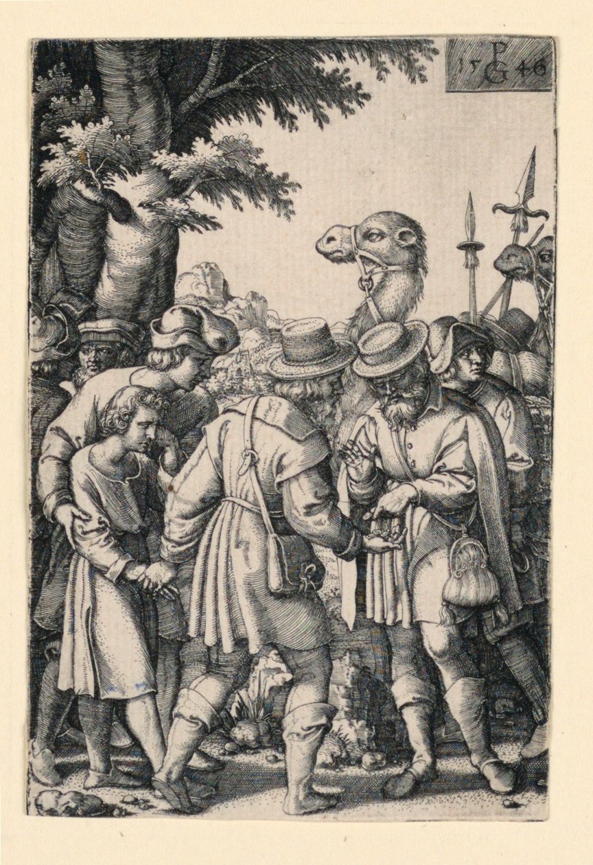 Yusuf'un kardeşleri tarafından satılan Yusuf, Yusuf'un Hikayesinden by Georg Pencz