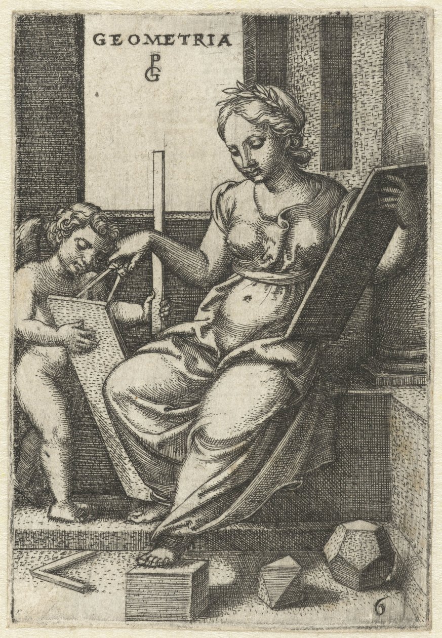 Geometri Geometri (nesne üzerindeki başlık) Yedi Liberal Sanatlar (dizi başlığı) by Georg Pencz
