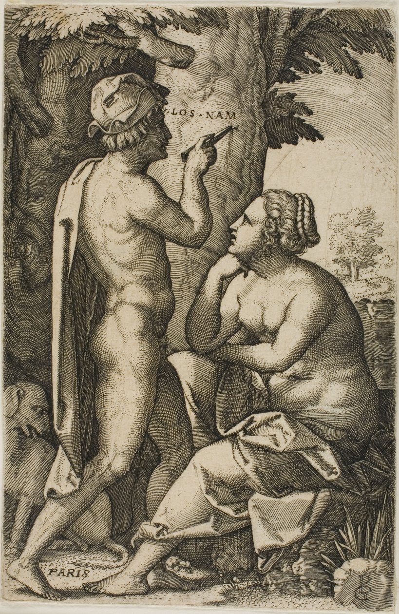 Yunan Kahramanlarından Paris ve Oenone by Georg Pencz