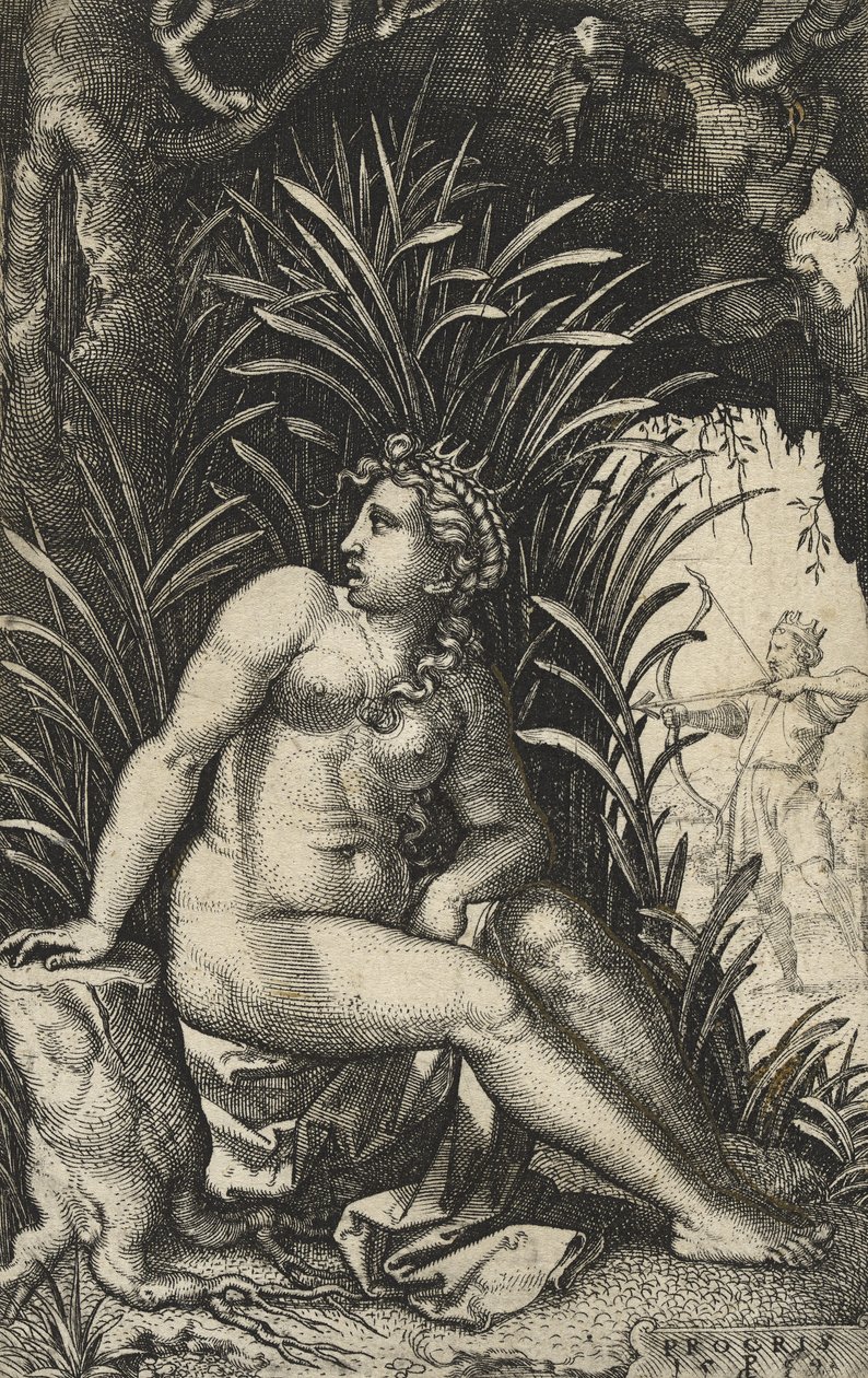 Procris ve Cephalus, 1539 (kağıt üzerine gravür) by Georg Pencz