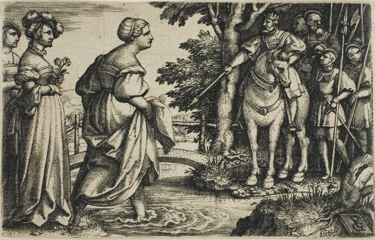 Sheba Kraliçesi Tahta Köprüden Kaçıyor by Georg Pencz