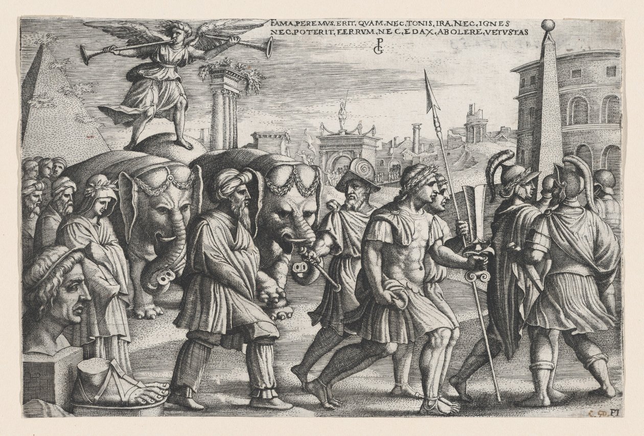 Petrarch'ın Zaferleri'nden İffet Üzerindeki Şöhretin Zaferi. by Georg Pencz