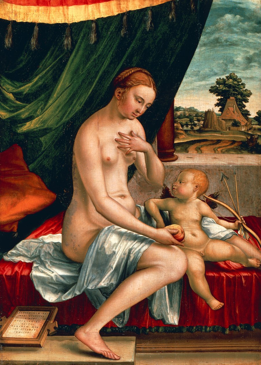 Venüs ve Aşk Tanrısı, Georg Pencz (yaklaşık 1500-1550), panel üzerine yağlıboya, 47x34 cm, 1528 dolayları by Georg Pencz