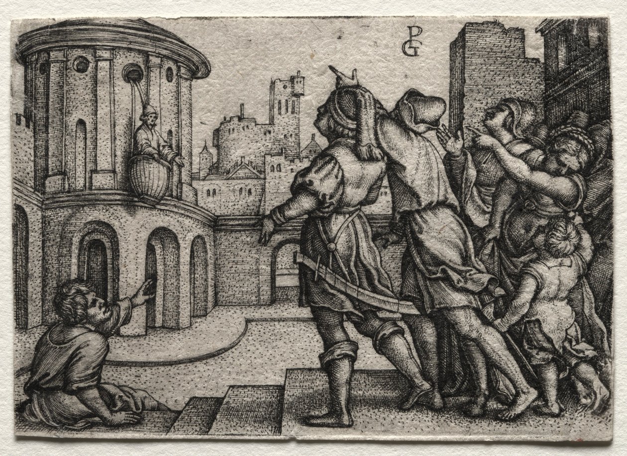 Bir Sepette asılı Virgil, c.1541-42. by Georg Pencz