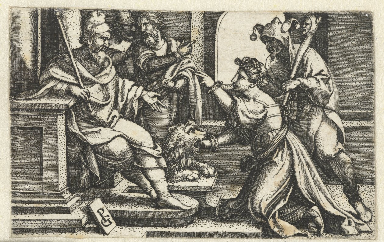 Kadın yeminli masumiyetini ilan etti gerçeğin ağzı Bocca della Verita by Georg Pencz