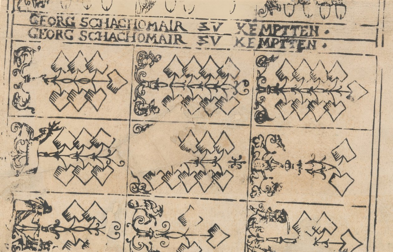 Oyun Kağıtları Sayfası, 1575-1600. by Georg Schachomair
