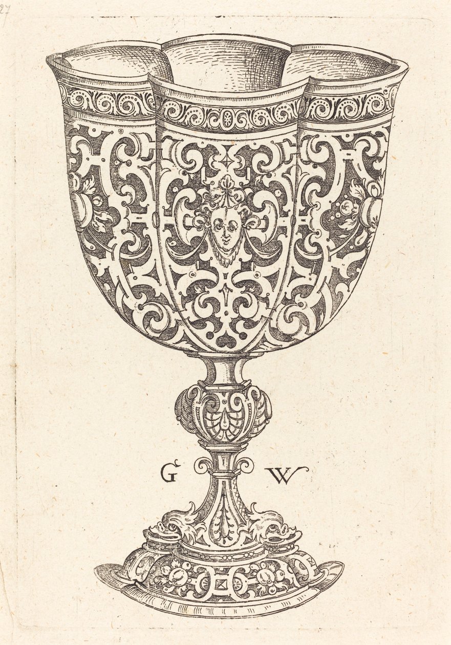 Altı kabartmalı kadeh, iki yunusla süslenmiş kaide by Georg Wechter I