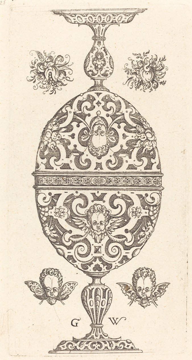 Ters şekilde üst üste bindirilmiş iki küçük kadeh by Georg Wechter I