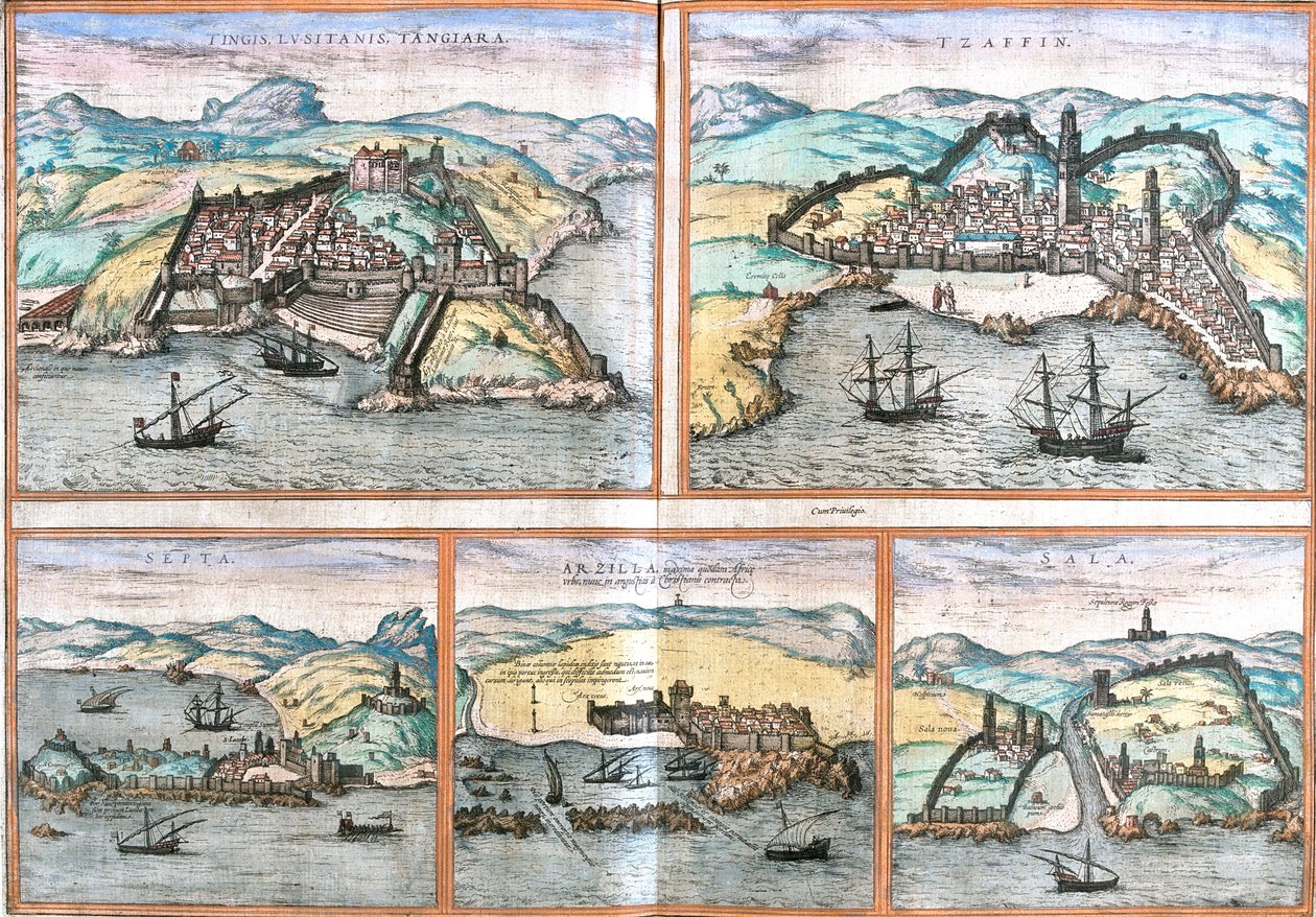 Tangier, Safi, Ceuta, Asilah, Salé, Fas, Braun ve Hogenberg