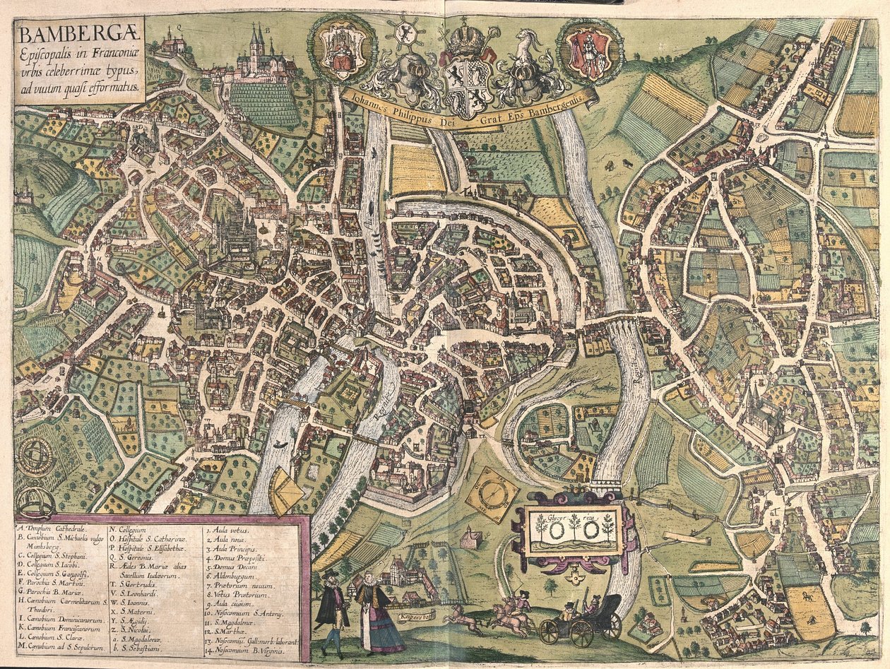 Bambergen (Almanya) (gravür by Georg Braun and Hogenberg Franz