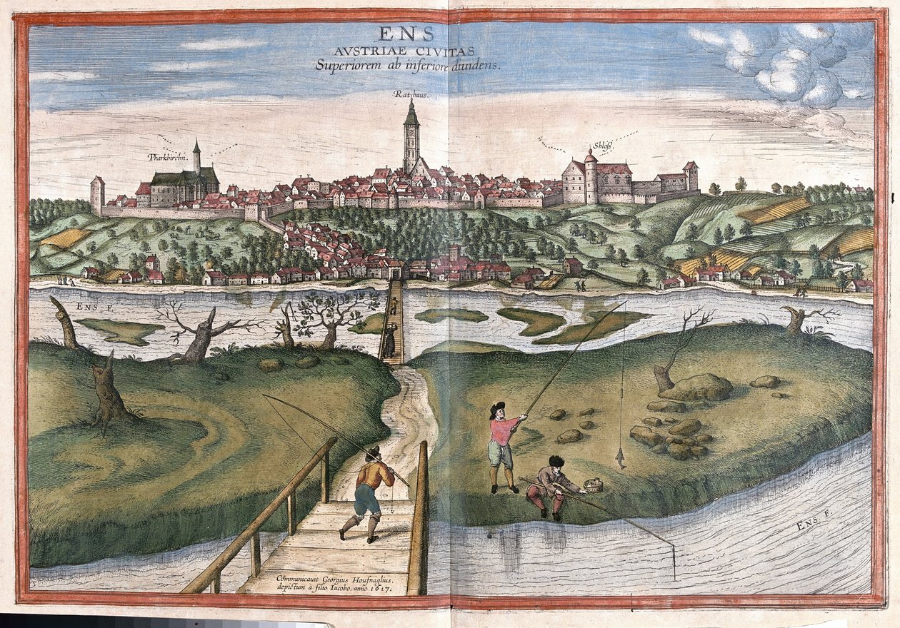 Enns, Avusturya (gravür by Georg Braun and Hogenberg Franz