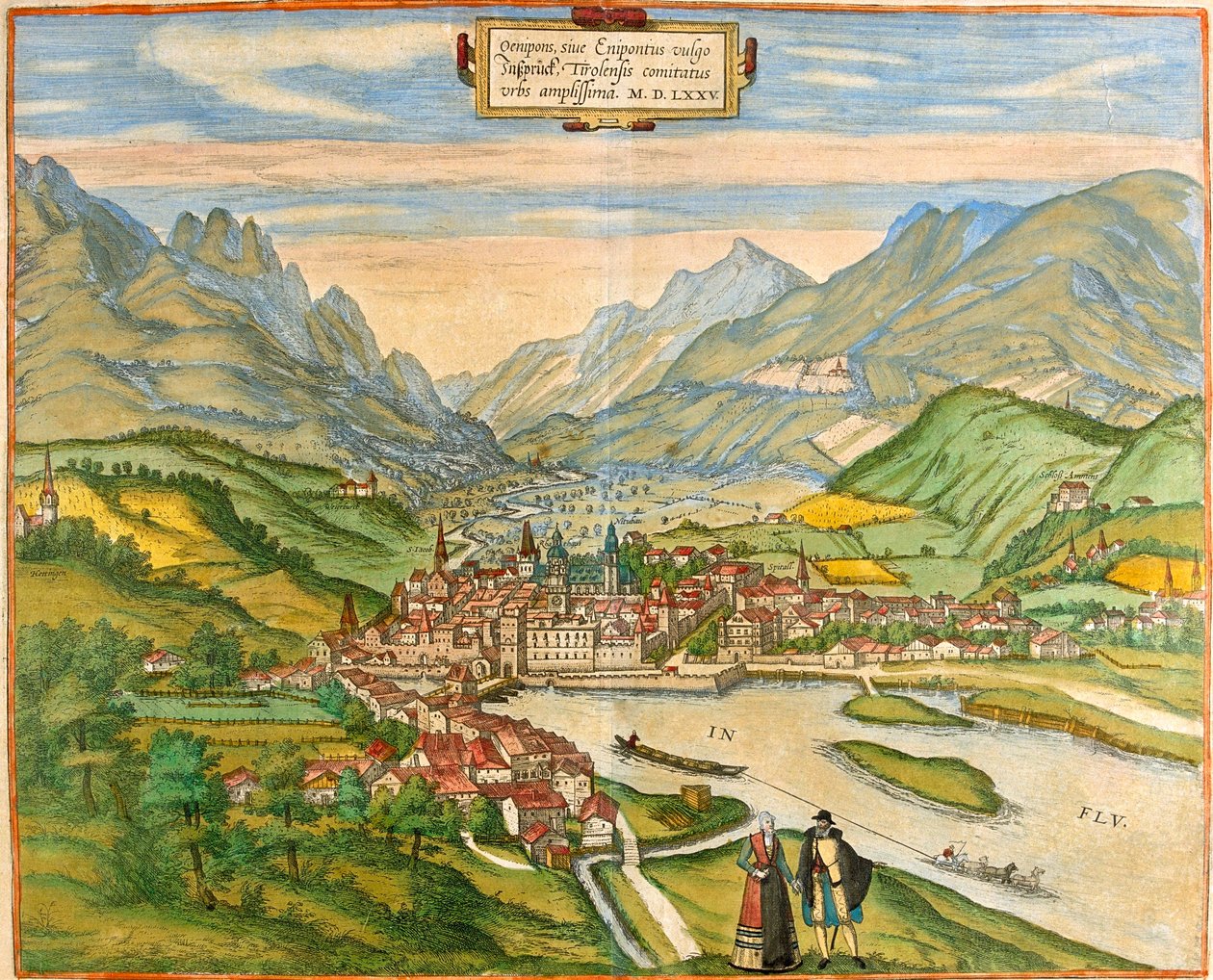 Innsbruck, Avusturya by Georg and Hogenberg Franz (1535-90) Braun