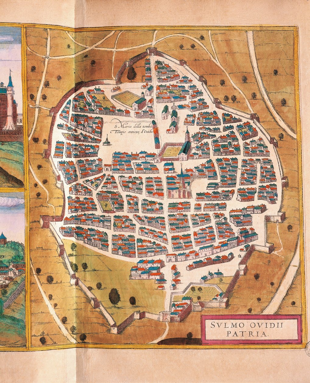 İtalya, Sulmona, Georg Braun ve Franz Hogenberg tarafından Civitates Orbis Terrarum