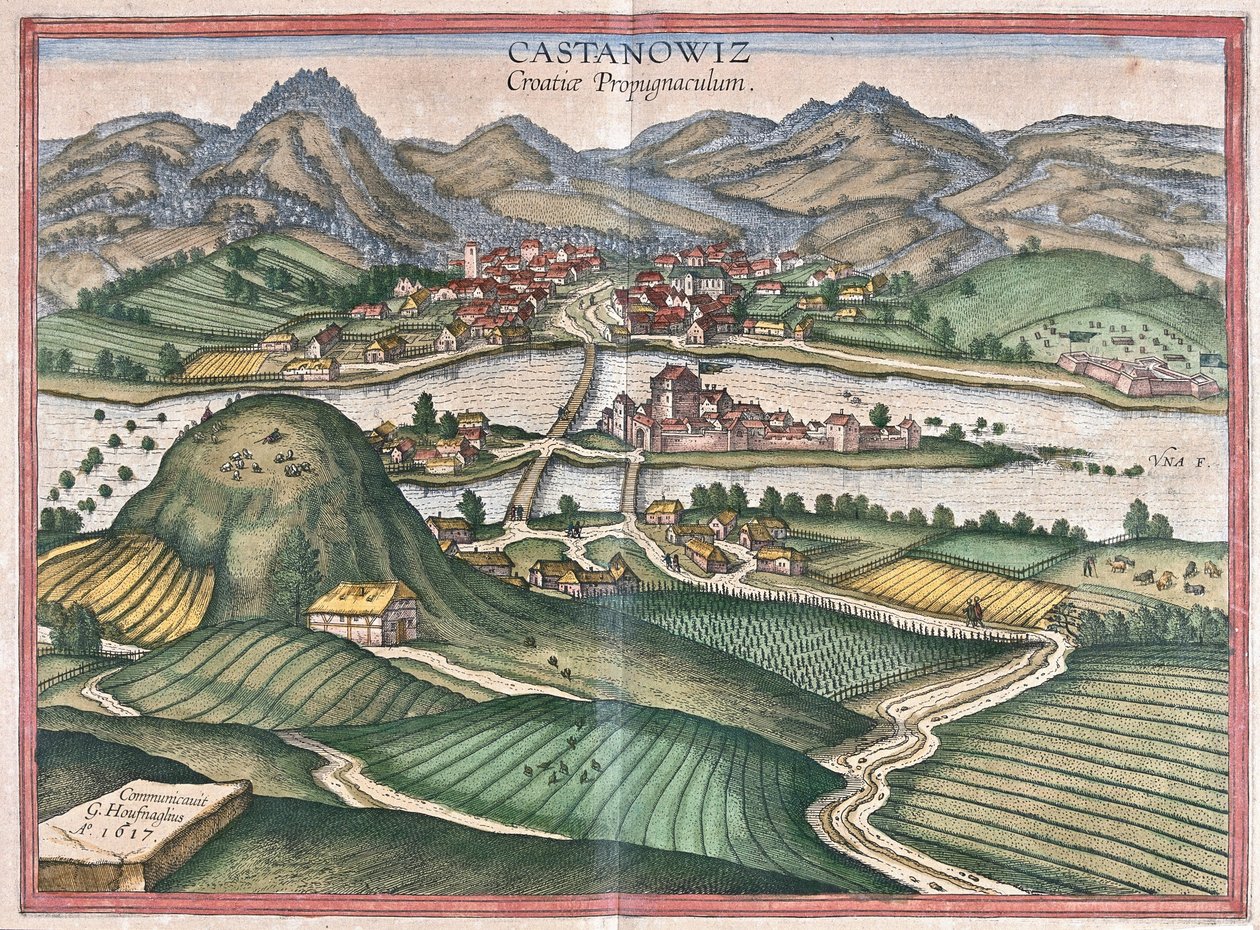 Kostajnica, Hırvatistan (gravür by Georg Braun and Hogenberg Franz