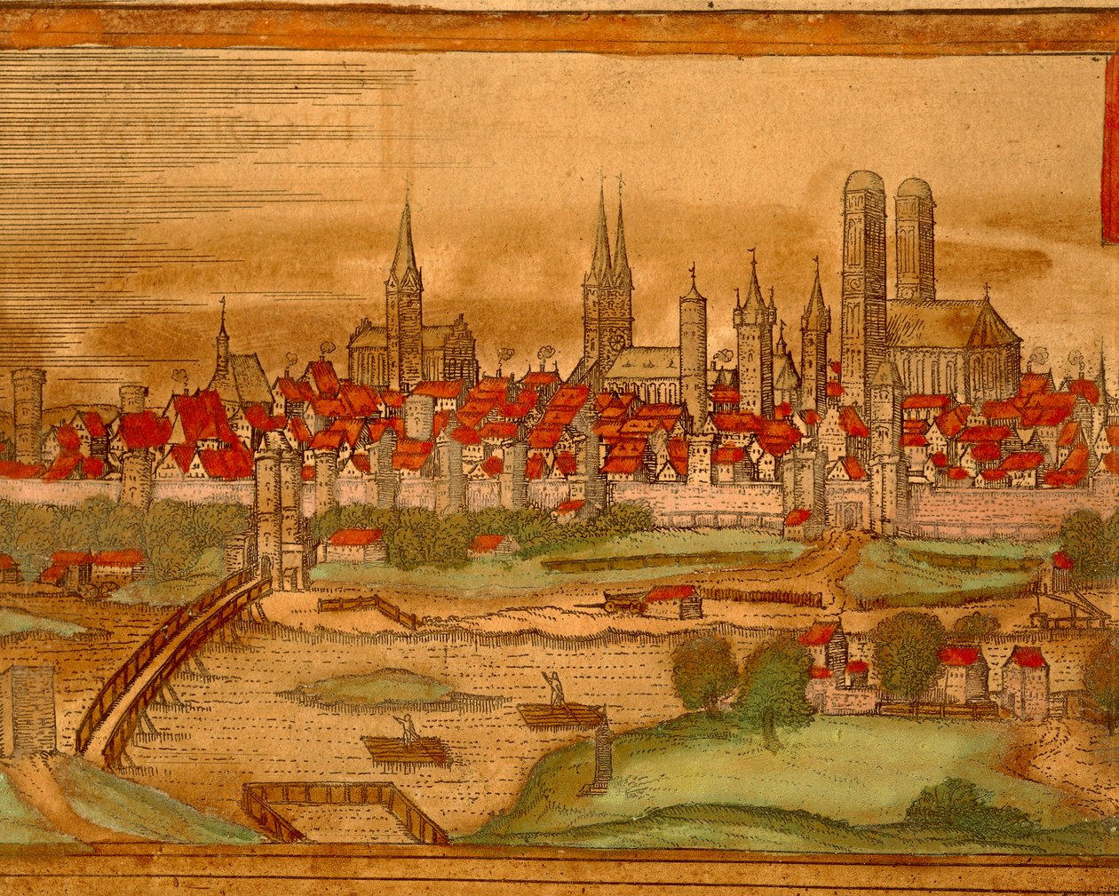 Georg Braun tarafından Münih Şehir Haritası by Georg Braun and Hogenberg Franz