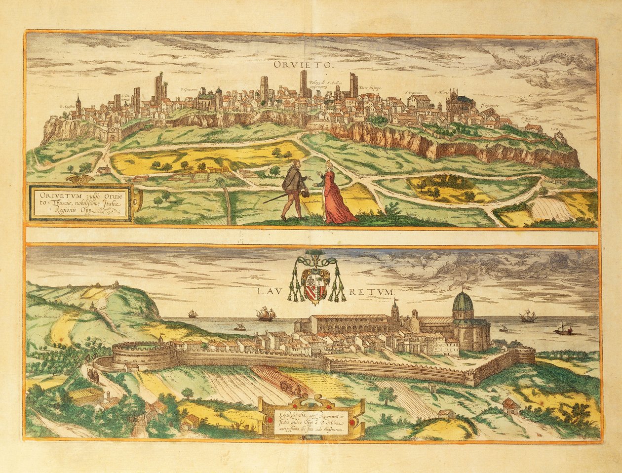 Georg Braun tarafından Dünya Haritasından Orvieto ve Loreto, Umbria ve Marche bölgesinin Haritası by Georg Braun and Hogenberg Franz