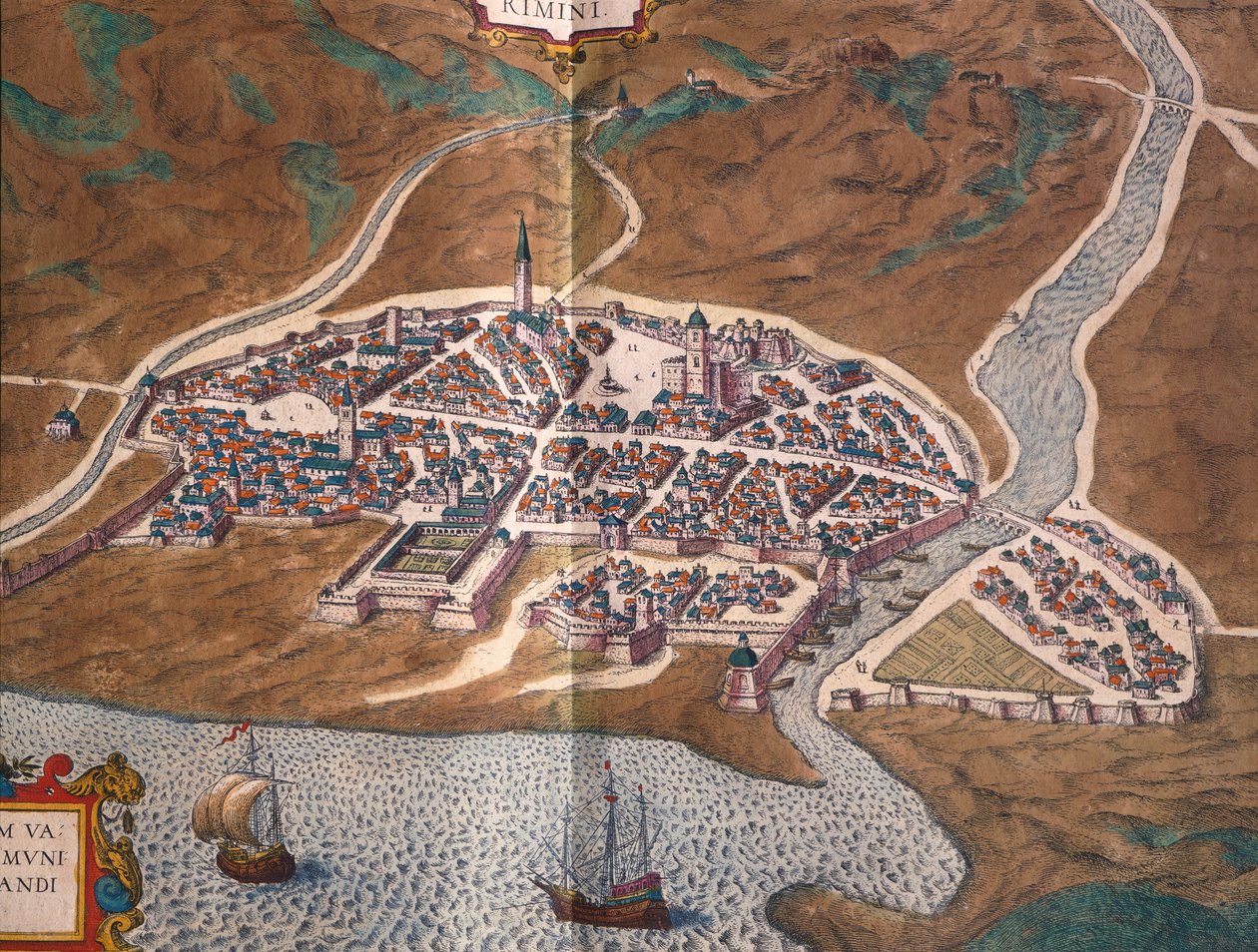 Rimini Haritası, Georg Braun ve Franz Hogenberg tarafından, Civitates Orbis Terrarum, İtalya