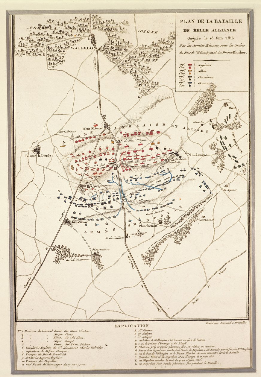 Waterloo Savaşı Haritası by Georg Braun and Hogenberg Franz
