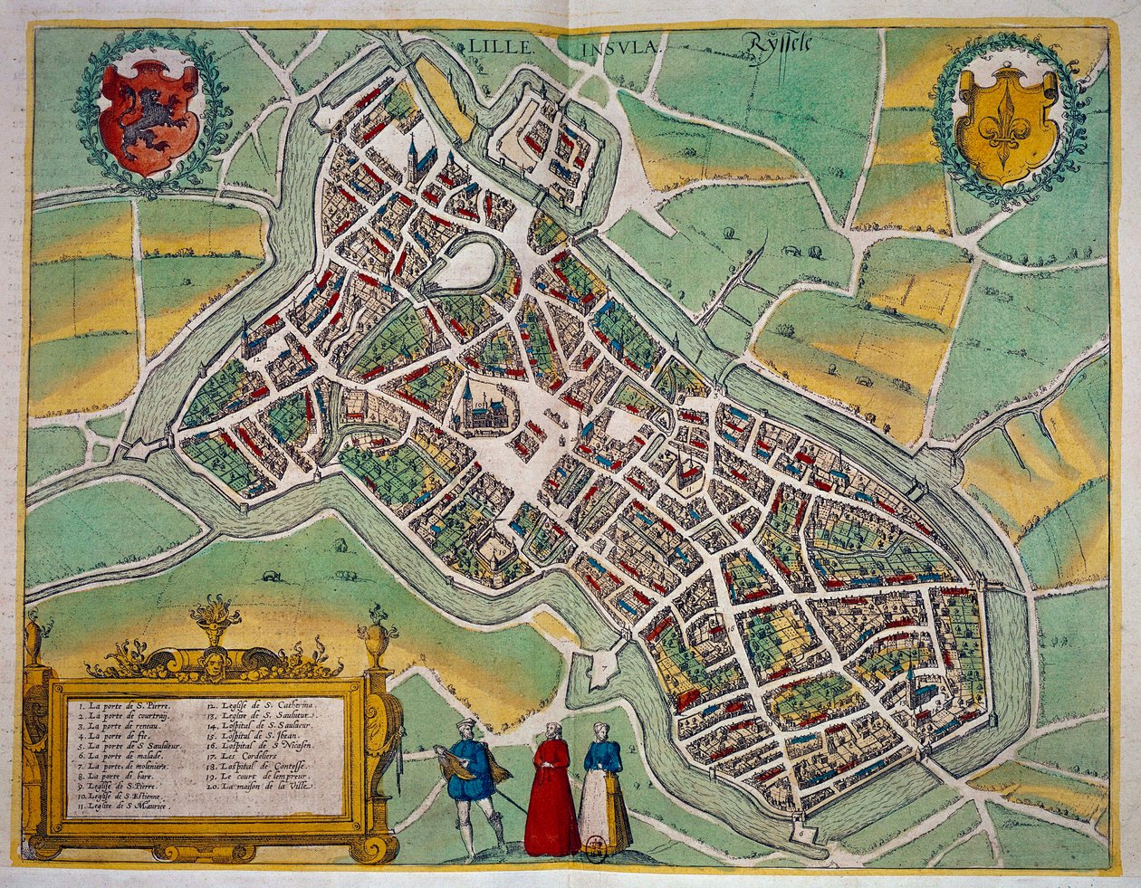 Georg Braun (1541-1622) ve Frans Hogenberg (1535-1590) tarafından yazılan “Civitates Orbis Terrarum”dan Lille şehrinin haritası 1572-1617 civarında. Paris, B.N. by Georg Braun and Hogenberg Franz