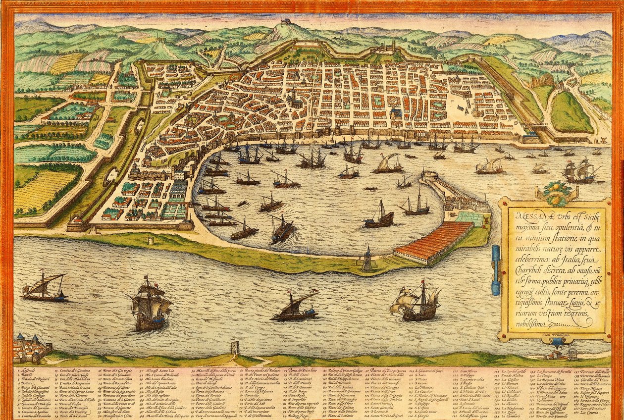Messina, İtalya by Georg and Hogenberg Franz (1535-90) Braun