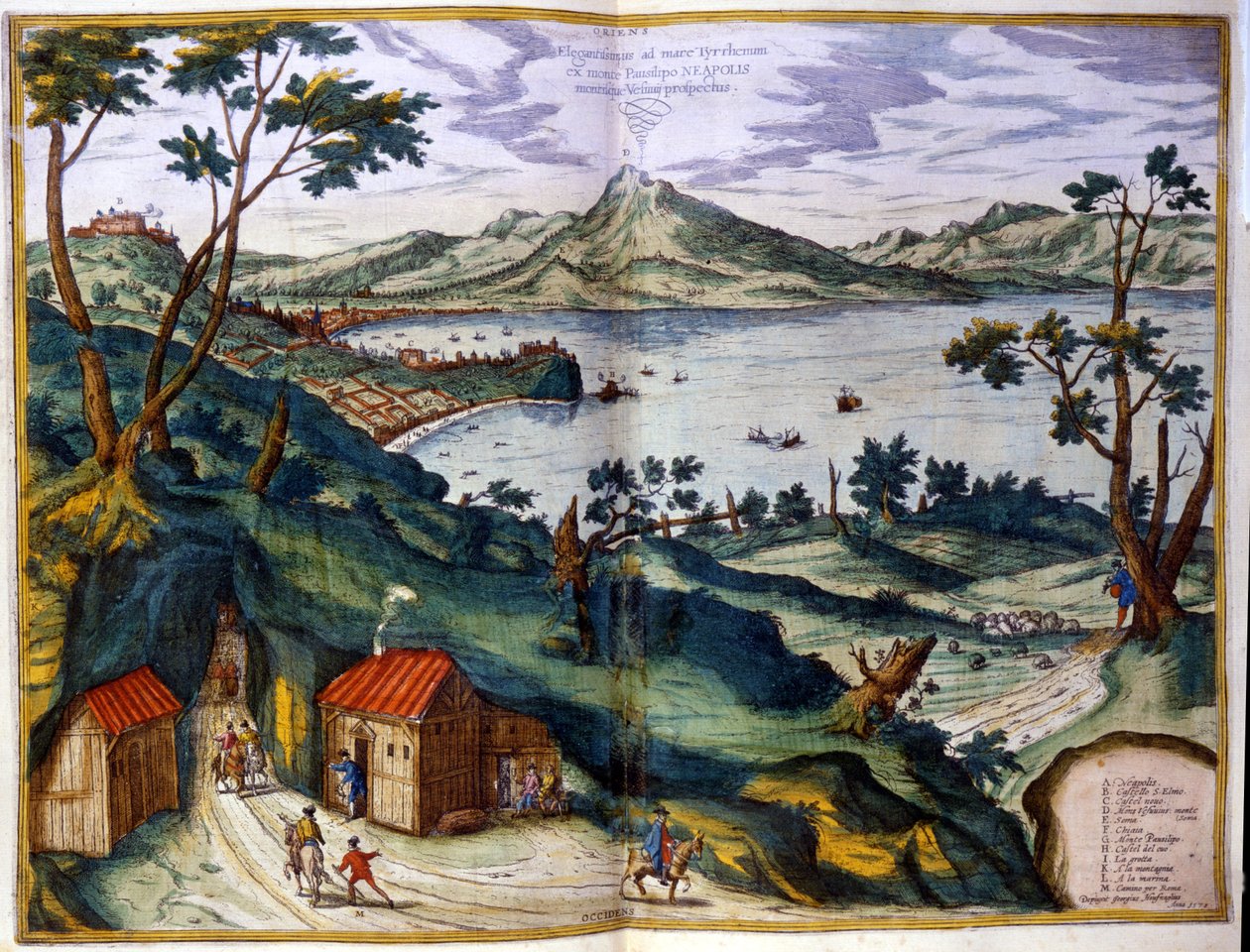 Napoli, Posilipe ve Vezüv. Braun & Hogenberg, Amsterdam 1600. by Georg Braun and Hogenberg Franz