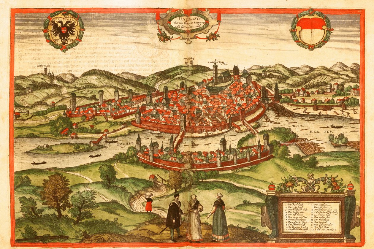 Swabischhall, Svabya, Almanya by Georg and Hogenberg Franz (1535-90) Braun