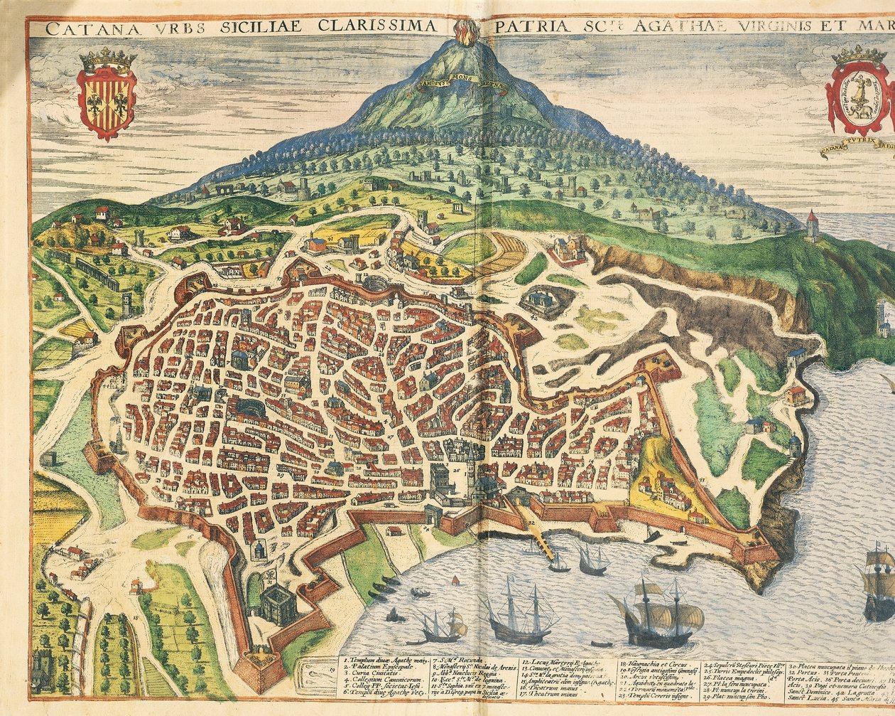 Dünyanın şehirlerinden Katanya şehri, Georg Braun by Georg Braun and Hogenberg Franz
