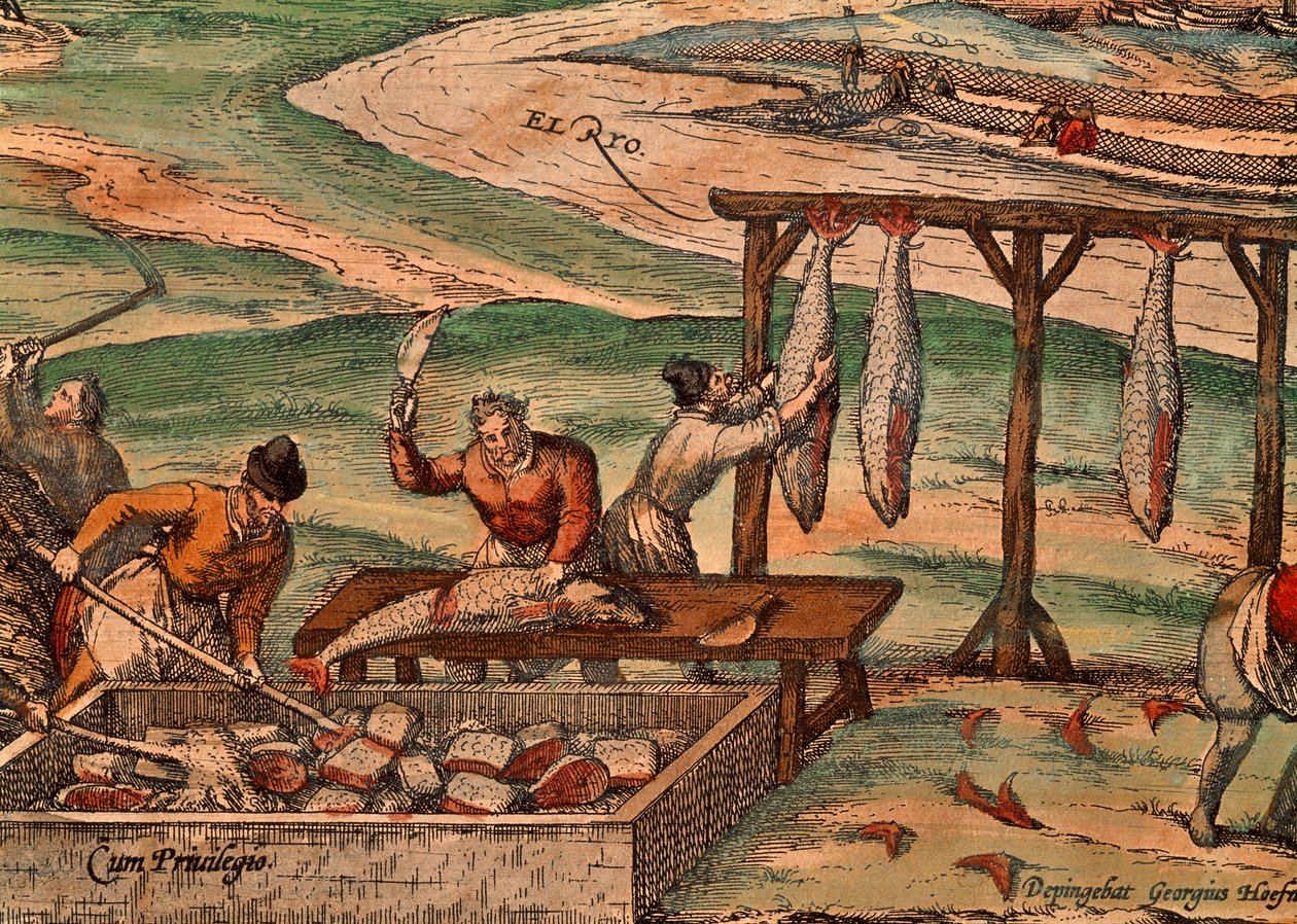 Franz Hogenberg tarafından ton balığı işlemesi (yaklaşık 1540-yaklaşık 1590), Georg Braun (1541-1622) ve Franz Hogenberg (1540-yaklaşık 1590) tarafından Dünya Şehirleri
