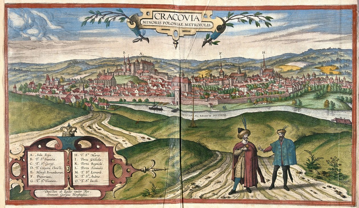 Krakov, Polonya (gravür by Georg Braun and Hogenberg Franz