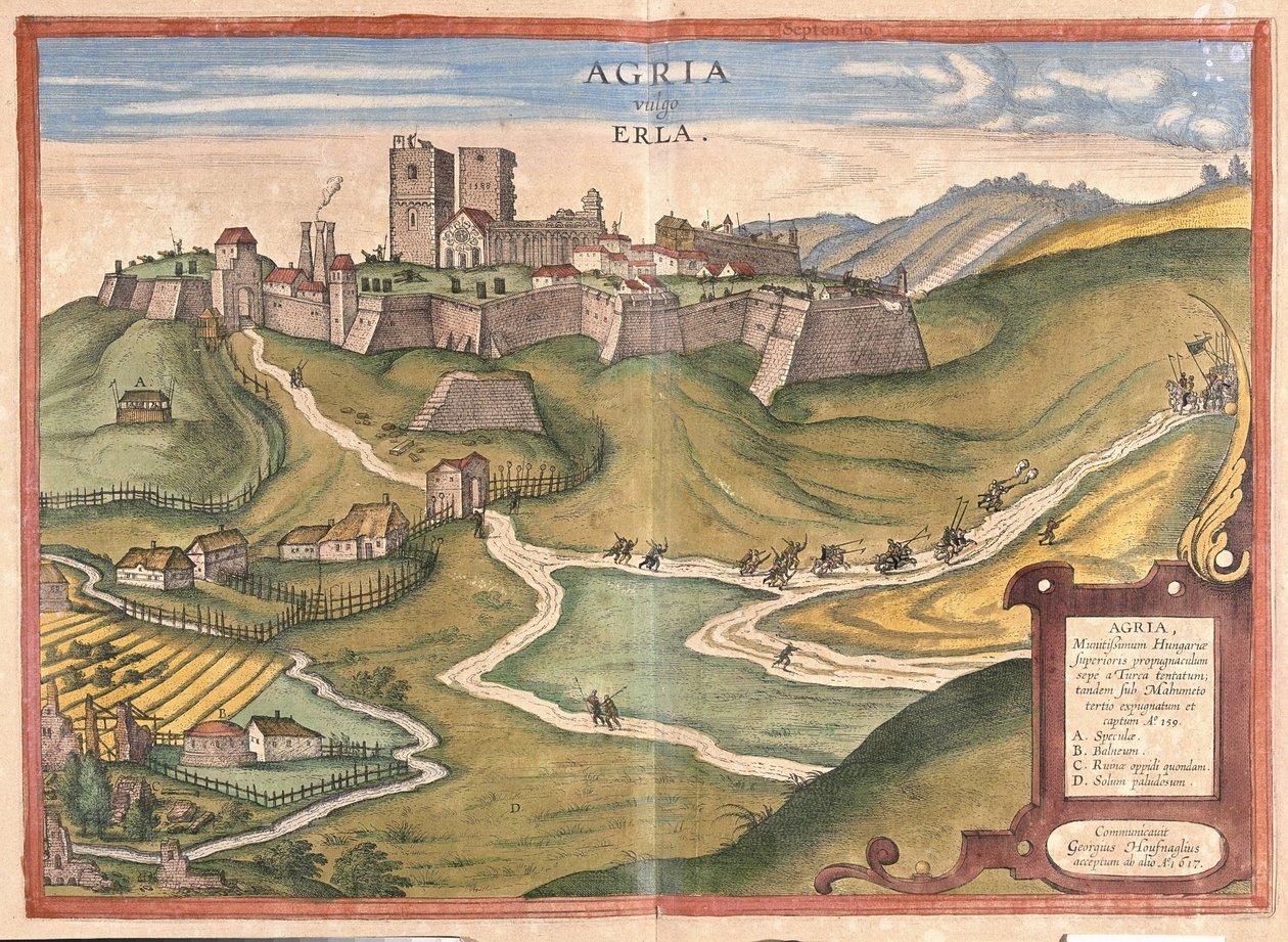 Eger, Macaristan (gravür by Georg Braun and Hogenberg Franz