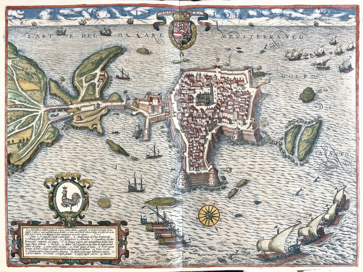 Gelibolu (Lecce ili) İtalya (gravür by Georg Braun and Hogenberg Franz