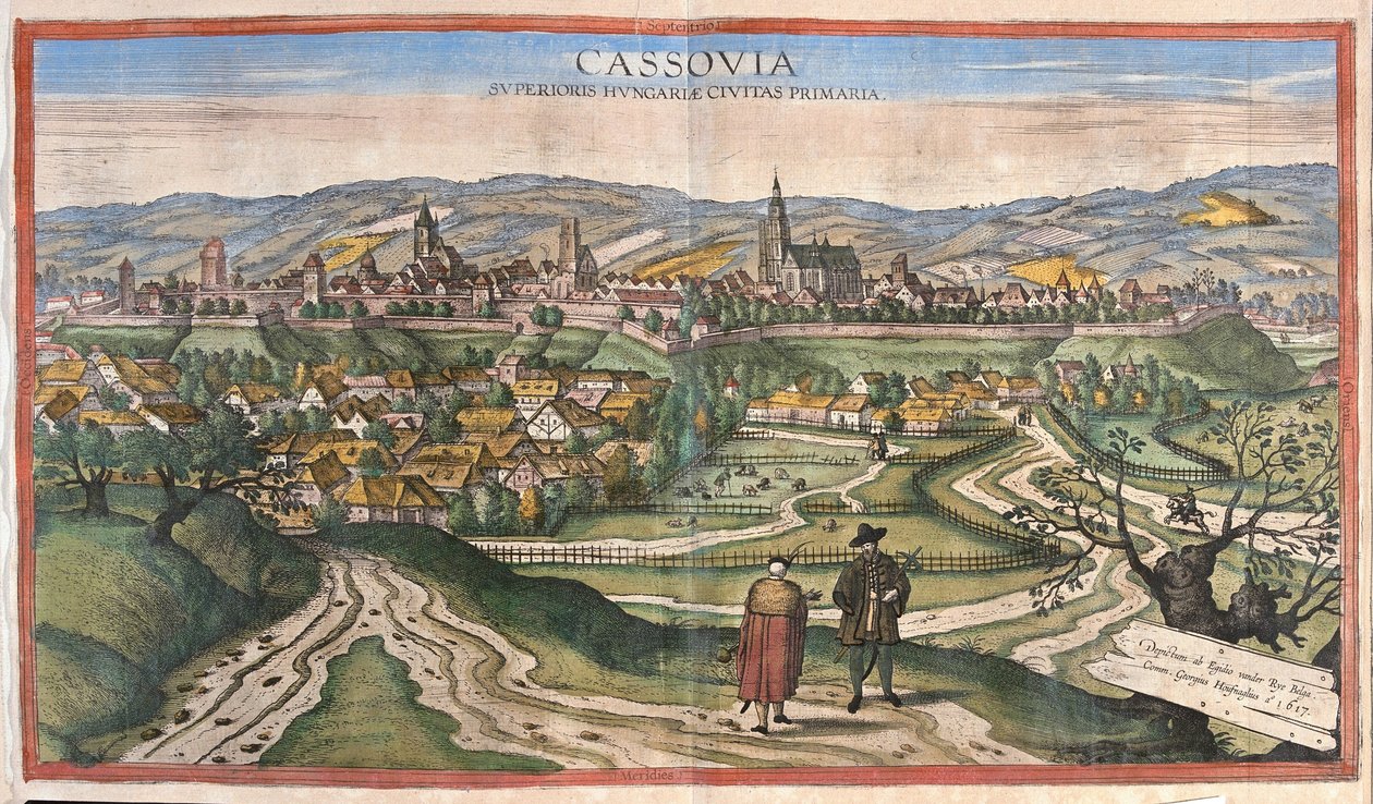 Kosice (Cassovia), Slovakya (gravür by Georg Braun and Hogenberg Franz