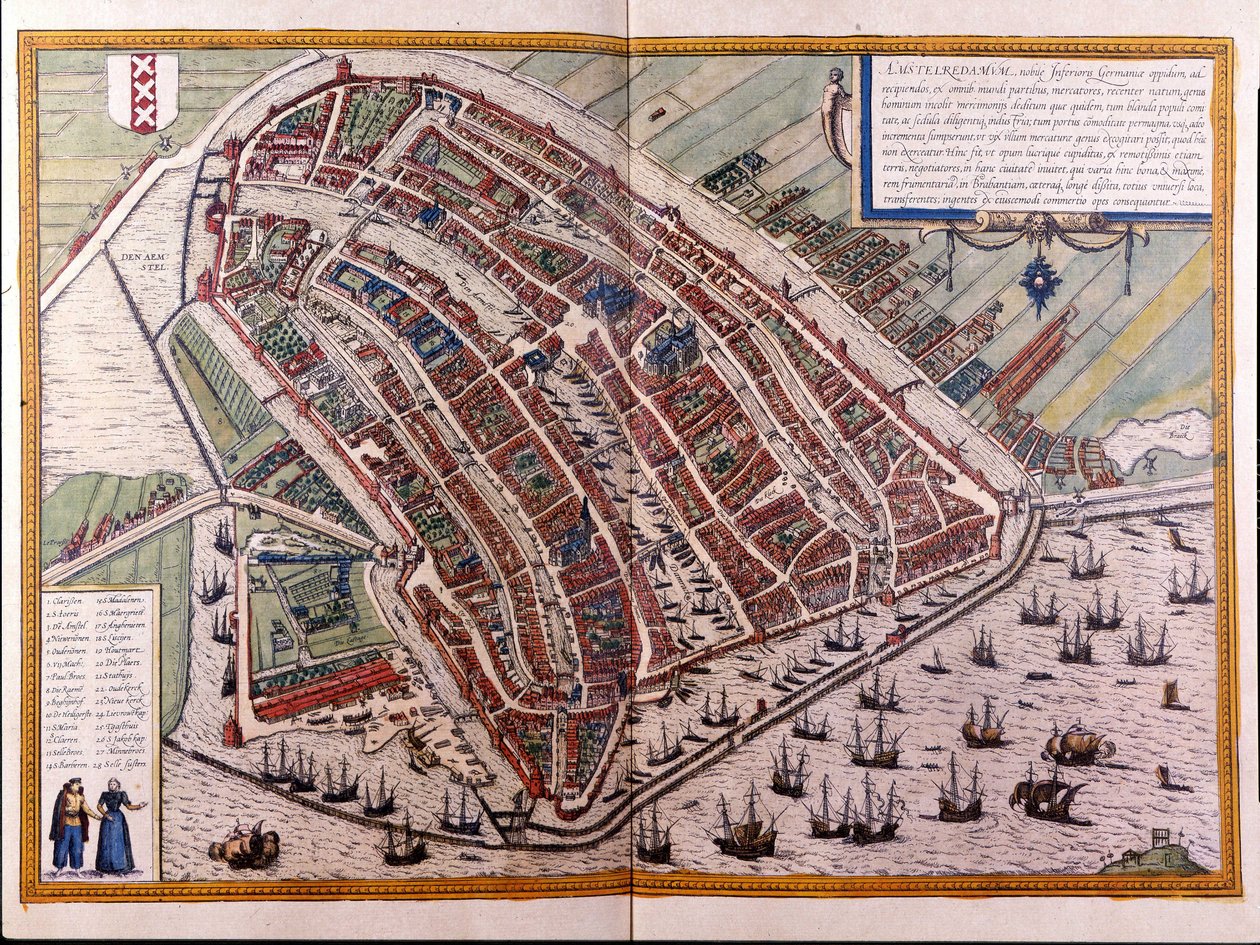 Amsterdam haritası. Braun ve Hogenberg Atlası. Amsterdam 1588 by Georg Braun and Hogenberg Franz