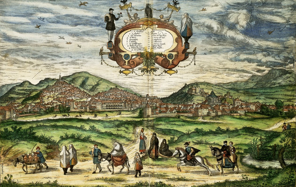 Granada Haritası, 'Dünya Şehirleri'nden (renkli gravür) by Georg Braun and Hogenberg Franz