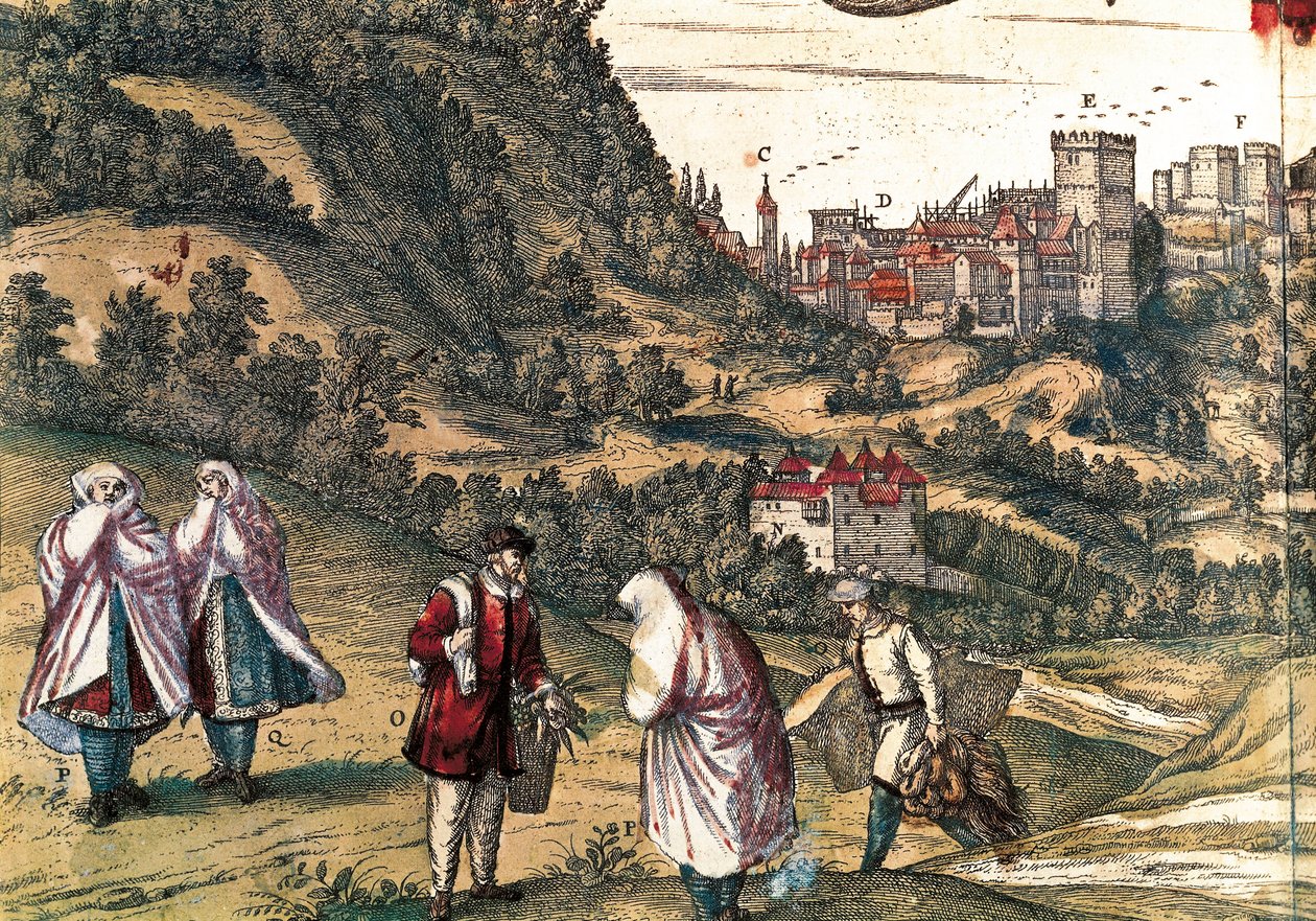 Alhambra Mauritius, George Braun tarafından Franz HOGENBERG (1535-1590) tarafından yazılan "Civitatis Orbis Terrarum" da gravür, Gottfried Kempesen tarafından Köln