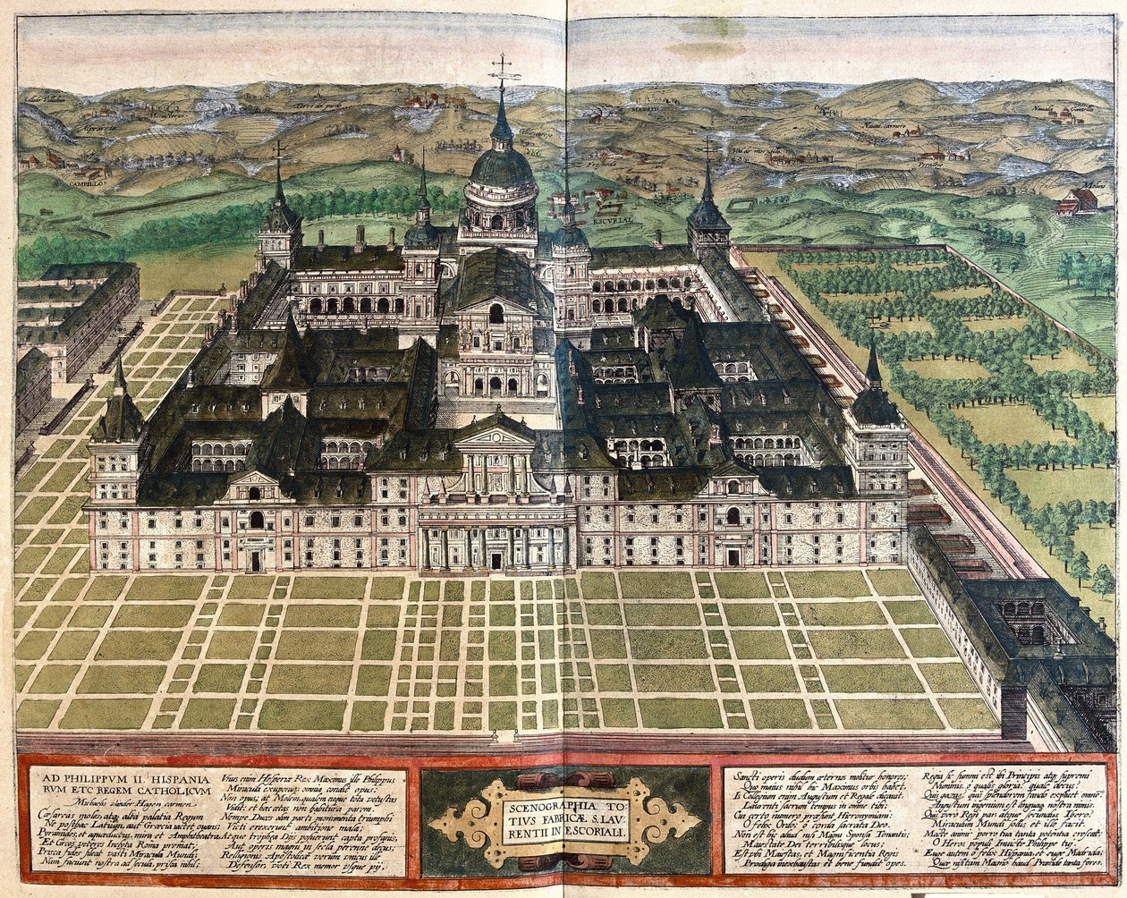 Manastır (Kral Philip II Sarayı), İspanya (gravür by Georg Braun and Hogenberg Franz