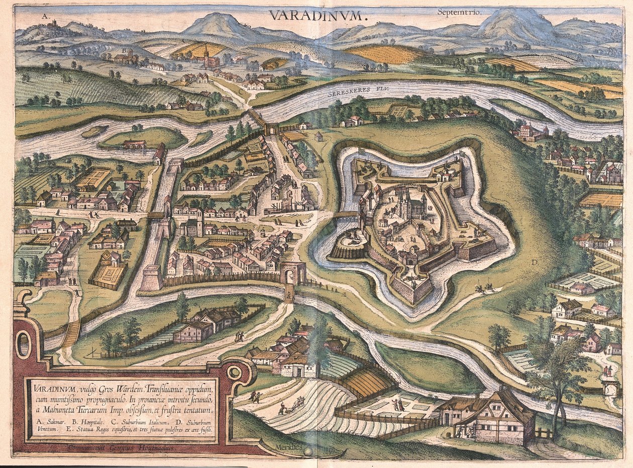 Oradea (veya Oradea Mare), Romanya (gravür by Georg Braun and Hogenberg Franz