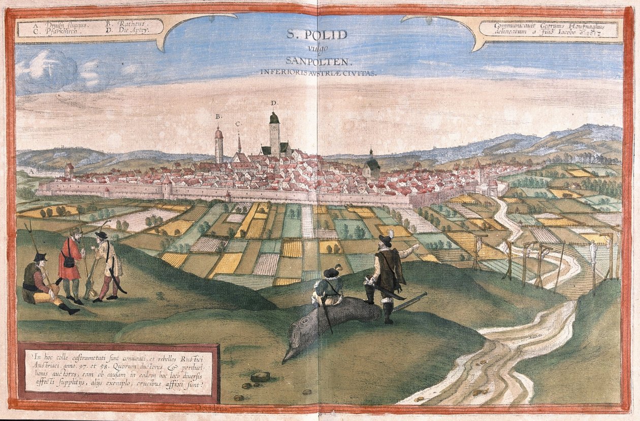 Sankt Polten, Avusturya (gravür by Georg Braun and Hogenberg Franz