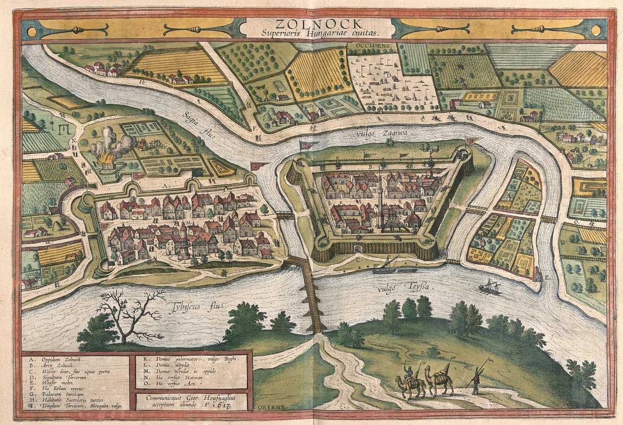 Szolnok, Macaristan (gravür by Georg Braun and Hogenberg Franz