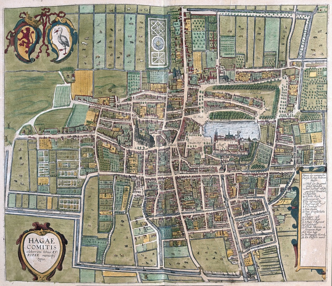 Lahey, Hollanda (gravür by Georg Braun and Hogenberg Franz