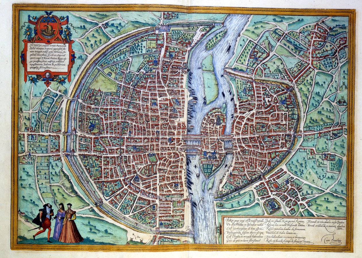 16. yüzyılın sonunda Paris şehrinin görünümü. Atlas de Braun ve Hogenberg, Amsterdam by Georg Braun and Hogenberg Franz