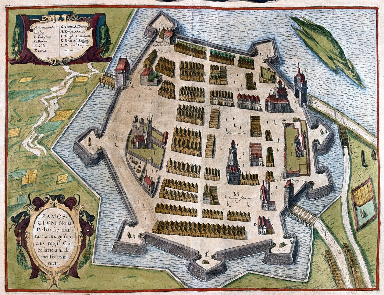 Zamosc, Polonya (gravür by Georg Braun and Hogenberg Franz