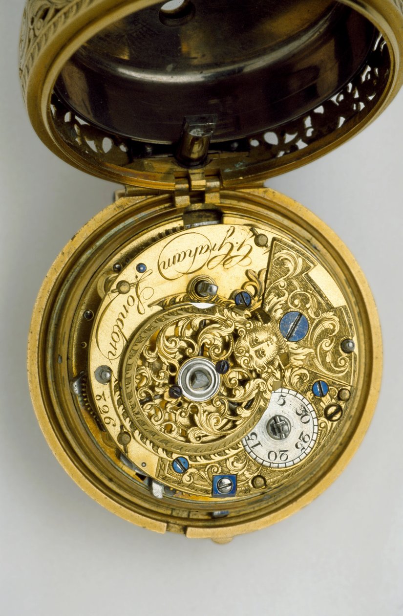 Çeyrek tekrarlı altın çift kasalı silindir saat, 1744 (altın) (ayrıca bkz. 1217830-1) by George , Moser, George Michael and Ward, John Graham