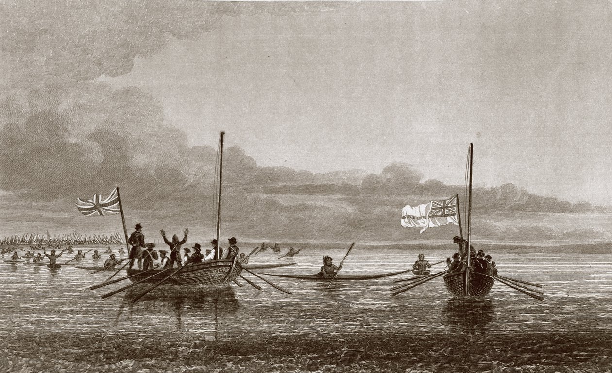 Eskimaux Coming Towards the Boats in Shoalwater Bay, July 7, 1826, from 