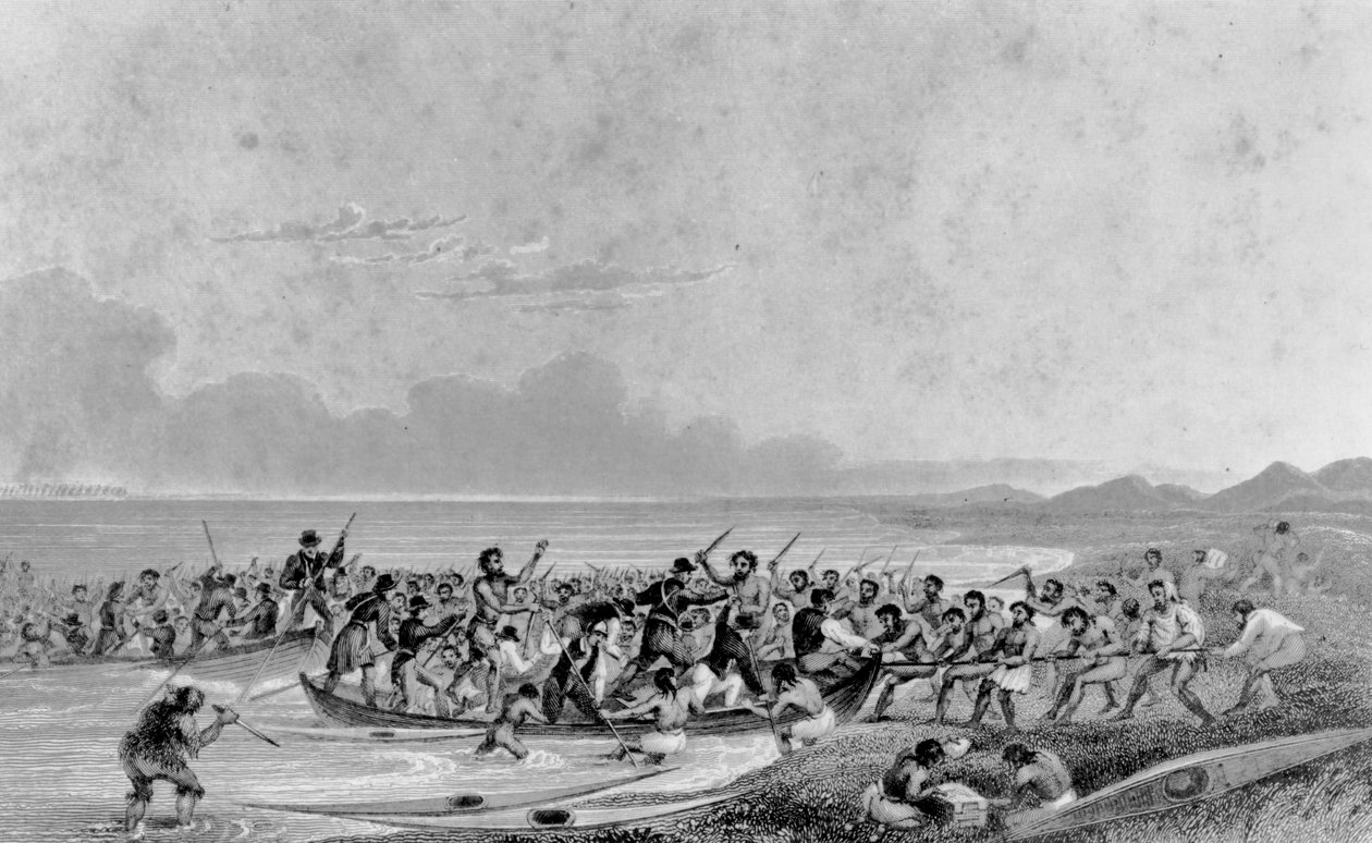 Esquimaux, Franklins keşif teknelerini yağmalıyor, 1826 by George Back