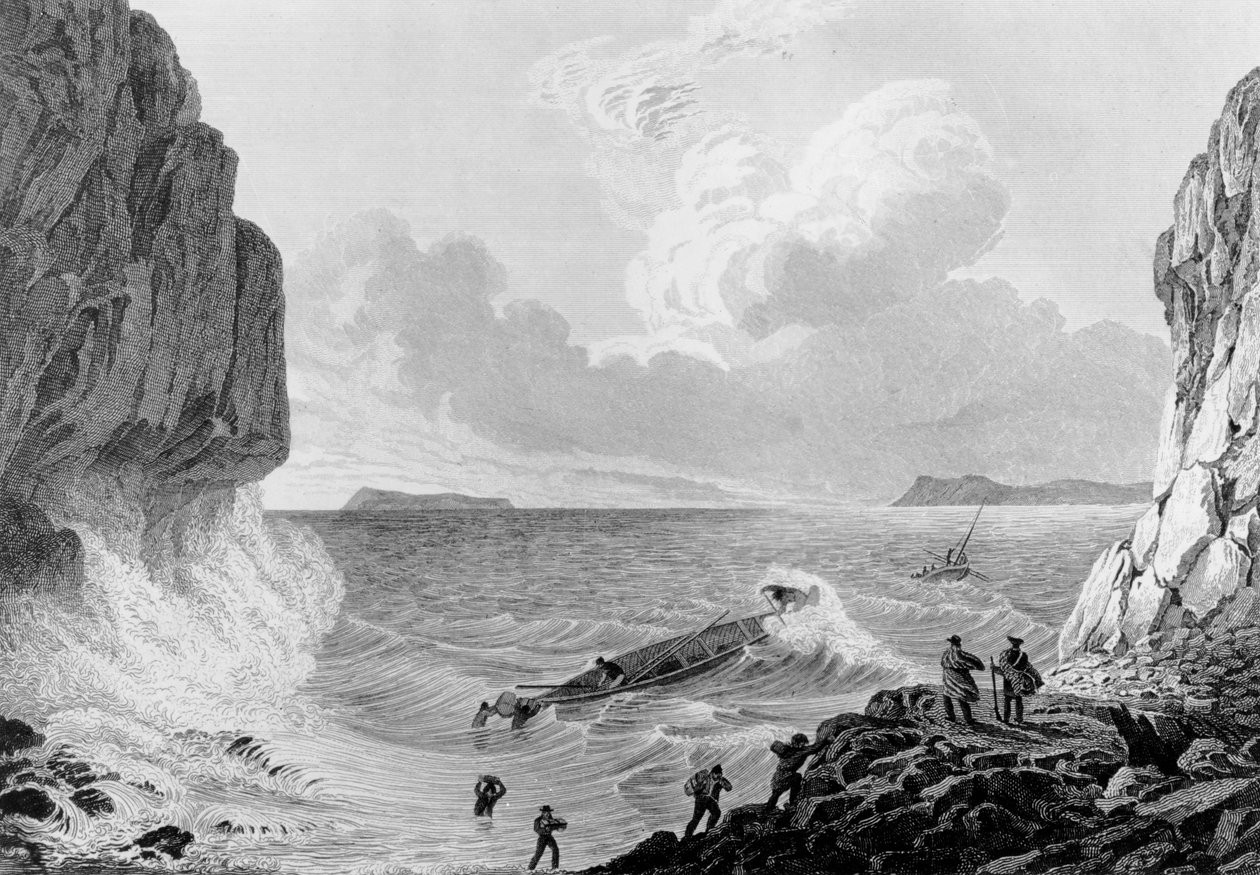 Franklins seferi bir fırtınada iniş, 1821 by George Back
