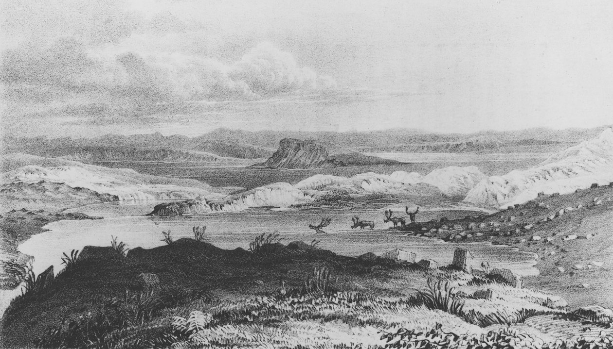 Sussex Gölü, Thlew-ee-cho nehrinin kaynağı, 1836 by George Back