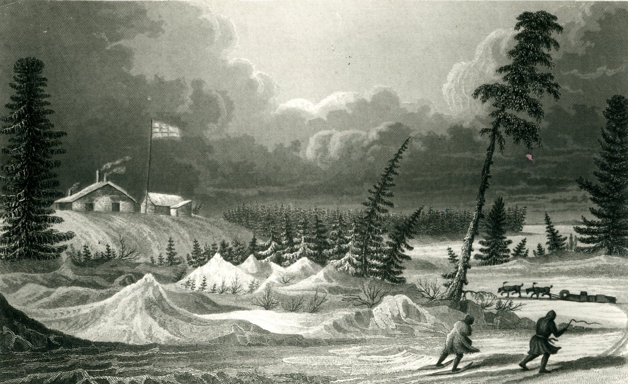 Edward Francis Finden (1791-1857) tarafından oyulmuş Fort Franklin